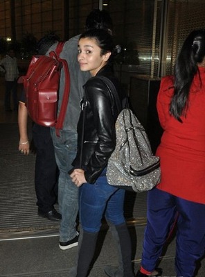 alia bhatt in black leather jacket