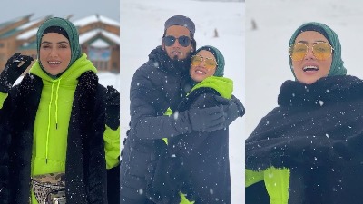 Sana Khan enjoys honeymoon with hubby in Gulmarg - Vimarsana News